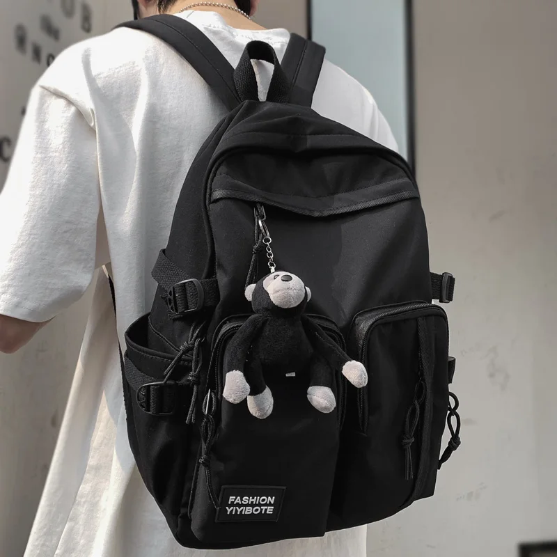 

Dcimor mais zip bolso Ã prova dwaterproof Ã¡gua nÃ¡ilon mochila feminina de grande capacidade mochila unisex cor sÃ³lida bolsa de
